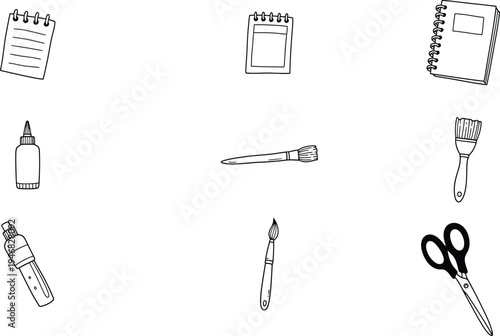 A collection of various office and crafting tools