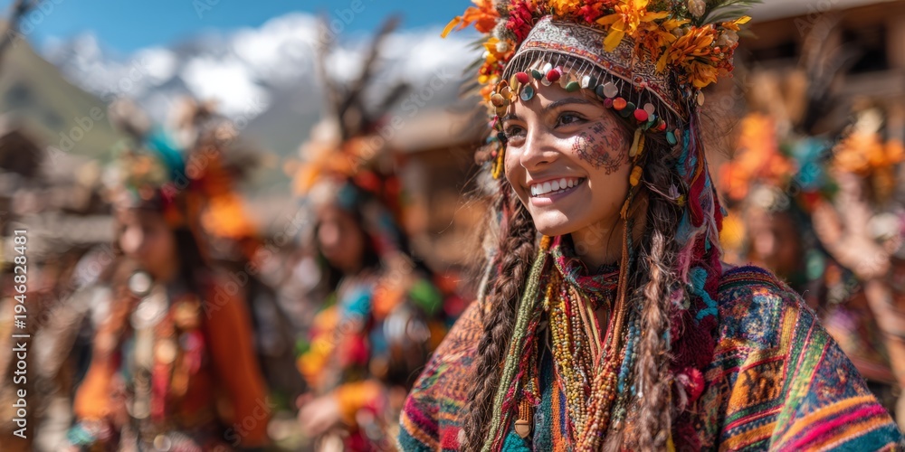 Fototapeta premium Kalash Smile: Vibrant Colors of Tradition in the Hindu Kush Mountains