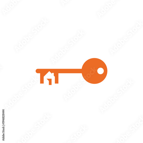 House key emblem combining house shape and key for real estate services