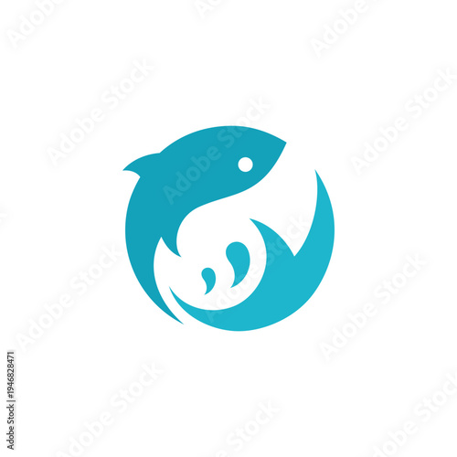 Oceanic Iconography A Stylized Fish and Water Emblem for Aquatic Themes