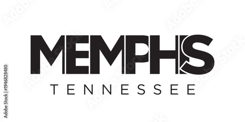 Memphis, Tennessee, USA typography slogan design. America logo with graphic city lettering for print and web.