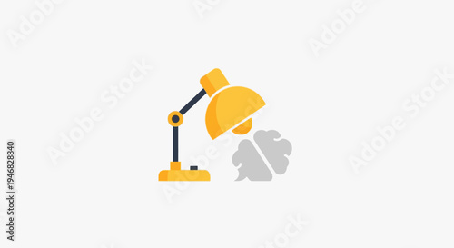 Creative conceptual illustration showing brain illuminated by a lamp in an isolated environment