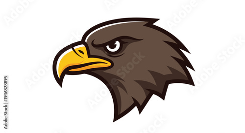Eagle head emblem illustrating a strong predatory bird on a pristine white background
