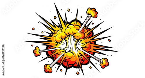 Explosion Comic Book Style Illustration.