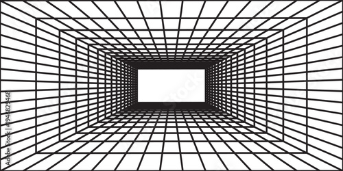 Perspective grid background 3d Vector illustration. Interior design Model projection background template. Line one point perspective. eps10