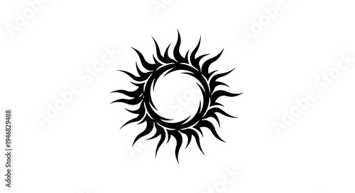 Tribal Sun Tattoo Design - Black and White Abstract Symbol
