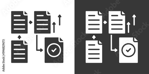 Process Icon Set Vector Collection Isolated In Black And White