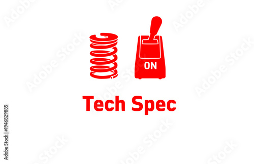 Mechanical Spring and Toggle Switch Silhouette, Industrial Engineering Vector Sticker, Tech Spec Modern Hardware Illustration