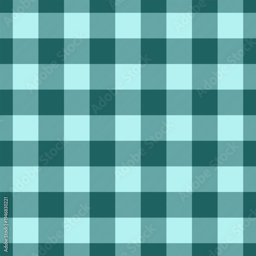 Industrial plaid fabric pattern, greeting check tartan background. Structure vector textile seamless texture in teal and pale turquoise colors.