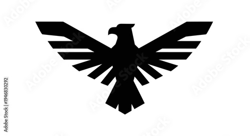 Bold Eagle Silhouette: A Striking Black and White Emblem Against a Clean Background