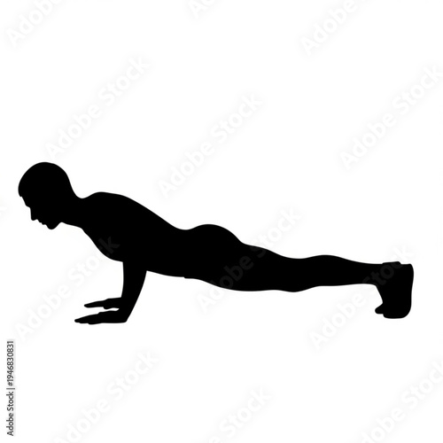 Silhouette of a man doing a pushup