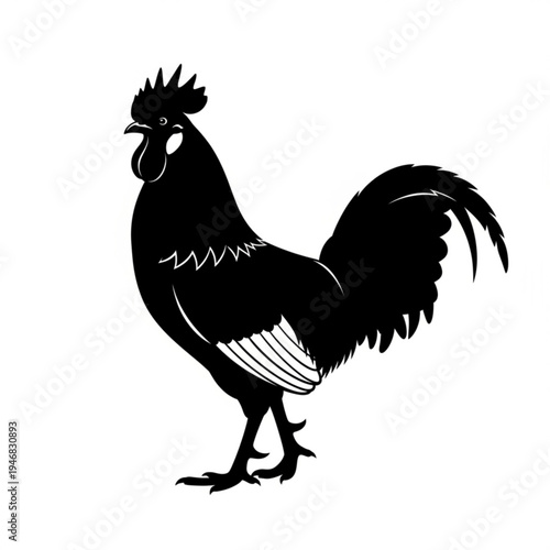 Black rooster silhouette standing proudly