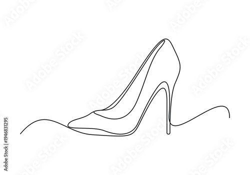 One continuous single drawing line art flat doodle shoe, sandal, elegance, fashion, leather, female, foot. Isolated image hand draw contour on a white background