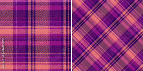 Vector seamless textile of tartan plaid check with a background pattern fabric texture. Set in dark colors. New years eve fashion trends.