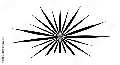 Abstract Starburst Bursting Light Rays Black and White Graphic Element