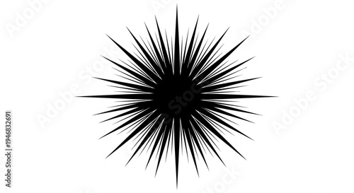 Abstract Black Starburst Explosion on White Background