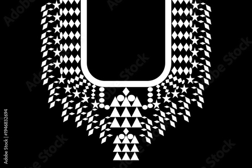 White lace collar striped.ethnic neckline pattern,