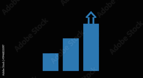 Business growth graph with an upward arrow demonstrating market expansion and progress