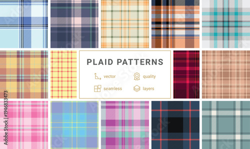 Thanksgiving plaid bundle designed for festive visuals. The pack includes coordinated tartan patterns for decor, labels, and table settings. Vector files ensure clean repeats.