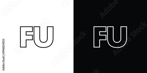Letter F and U, FU logo design template. Minimal monogram initia