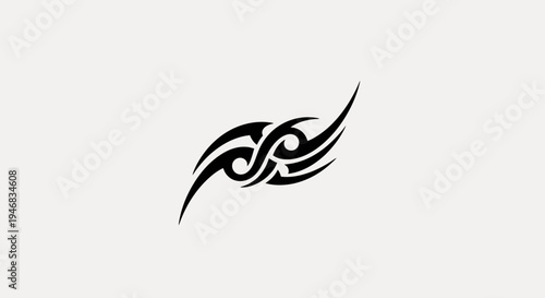 Abstract Tribal Tattoo Design - Black Ink, Swirls and Curves