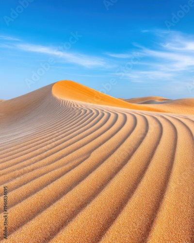 Nature texture, abstract curves of sand dunes in the desert at sunset, sharp contrast between light and shadow, golden orange tones, pattern of nature