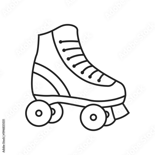 Roller skate icon in outline stroke flat style. Sport equipment vector illustration on isolated background. Shoe with wheels sign business concept.