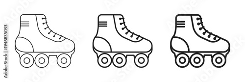 Roller skate icon set collection in flat style. Sport equipment vector illustration on isolated background. Shoe with wheels sign business concept.