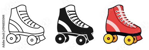 Roller skate icon set collection in flat style. Sport equipment vector illustration on isolated background. Shoe with wheels sign business concept.