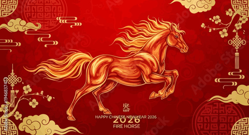 Fiery Horse Illustration for Chinese New Year 2020 Celebration