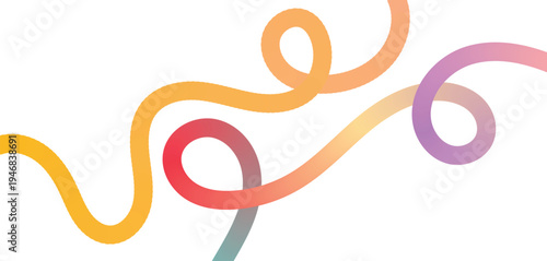 Vibrant colorful swirling lines art piece with gradient hues on white background