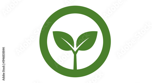 Green Sprout Seedling in Circular Badge