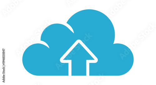 Blue Cloud Computing Icon with Upward Upload Arrow
