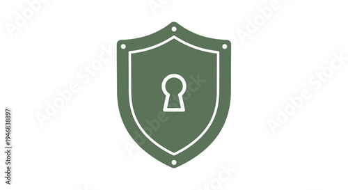 Flat Cybersecurity Shield Icon with Keyhole