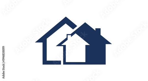 Navy Blue Minimalist Real Estate House Icon