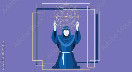 Mystical Figure Holding Sacred Geometry Orb, Esoteric Knowledge