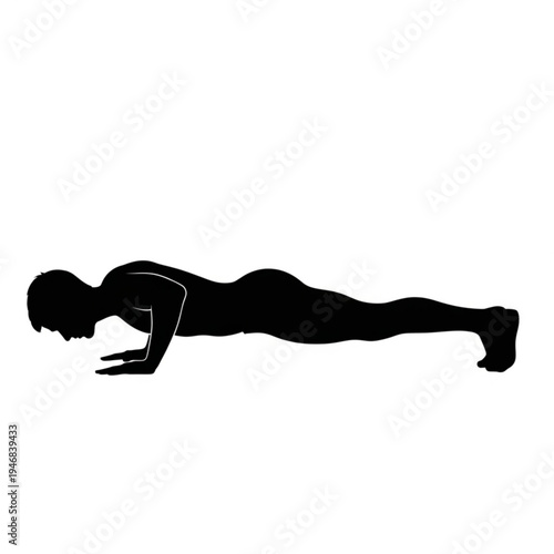 Push-up Silhouette: A stark silhouette captures a man in the midst of a push-up, a testament to strength and physical discipline. The image embodies the pursuit of fitness.