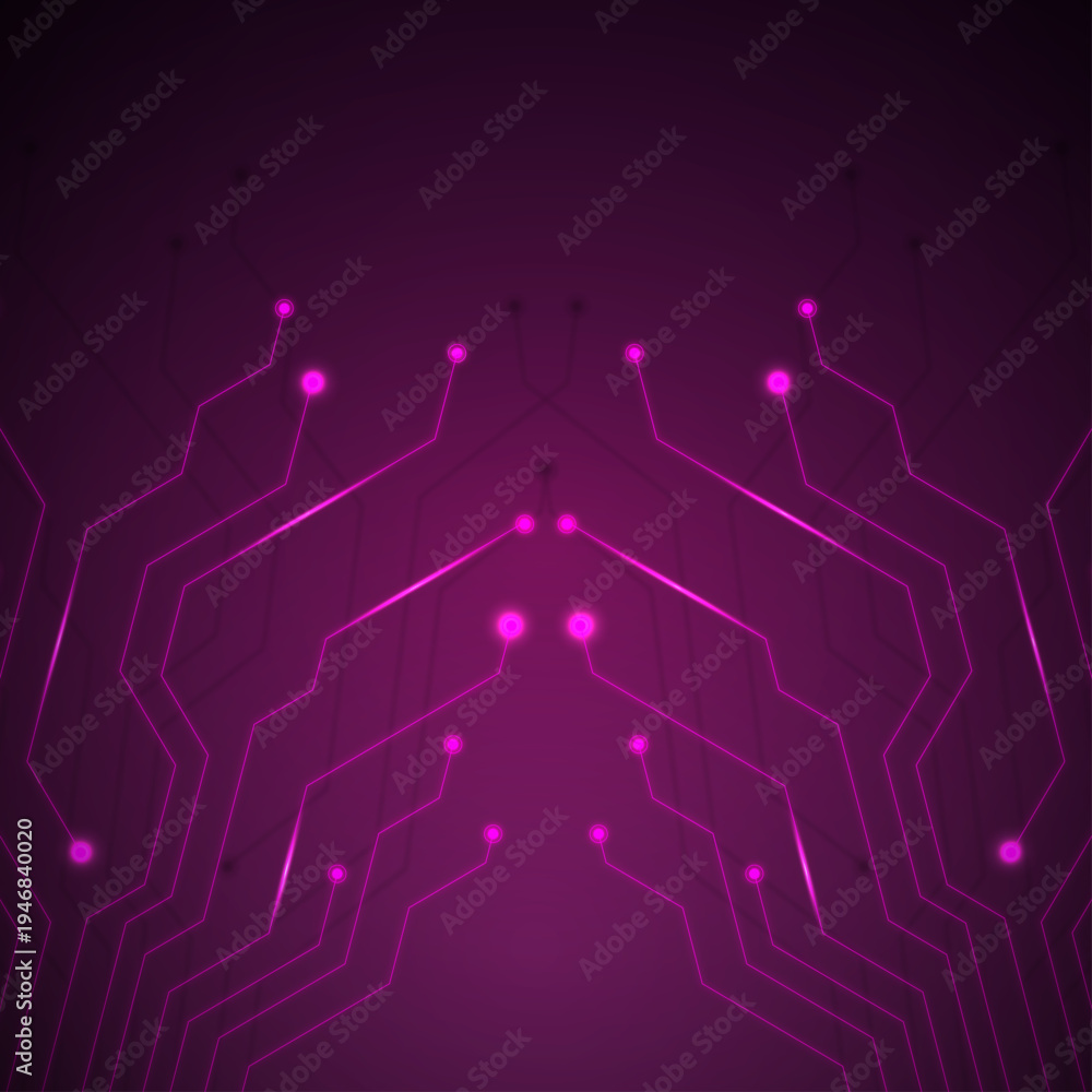 Obraz premium Futuristic Neon Circuit Technology Background, Glowing Cyber Circuit Board Technology Wallpaper, Abstract Pink Digital Network Tech Background, Modern AI Data Network Neon Tech Background