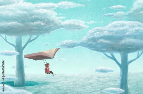 Dream of girl. imagination concept.