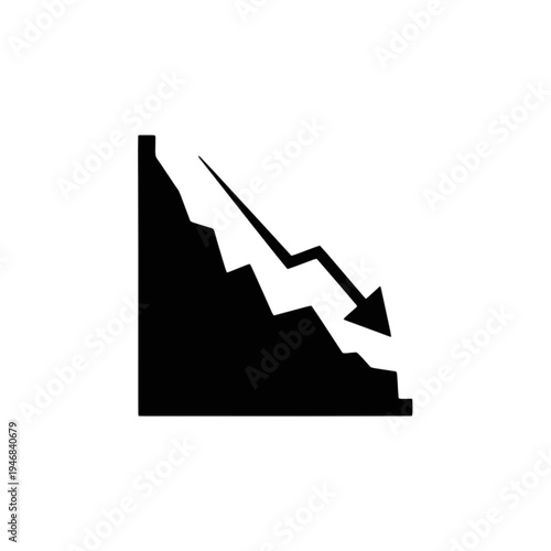 Conceptual icon illustrating economic downturn, market recession, and financial loss, symbolizing declining business performance and investment value