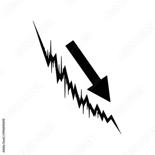 Conceptual illustration depicting a sudden and severe downward trend, representing market crash, financial loss, or a significant decrease in performance data