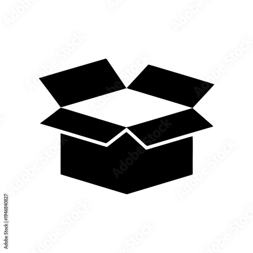 Open cardboard box icon, symbolizing delivery and shipping services for e-commerce and logistics