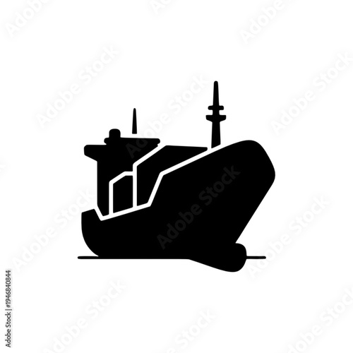 Heavy cargo ship icon symbolizing global logistics and maritime freight transport, essential for international trade and supply chain operations