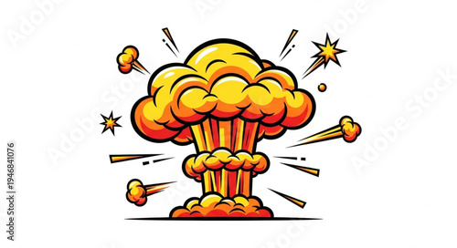 Explosion Fire Cartoon Style Illustration.