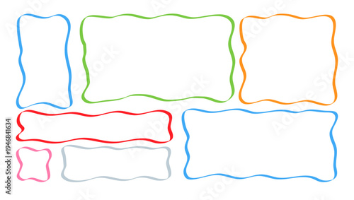 Wavy organic rectangle Set modern brutalism frames Wavy jagged edge frames Geometric zig zag stickers Abstract doodle liquid shapes