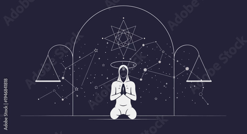 Spiritual Enlightenment, Meditation, Yoga, Cosmic Balance, Inner Peace, Astrology