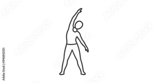 Line drawing of a person doing a side bend stretch.