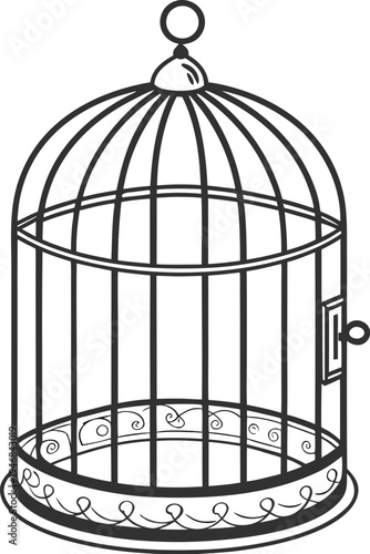gold cage with bird