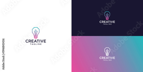 smart bulb logo icon. bulb logo technology. initial logo design I