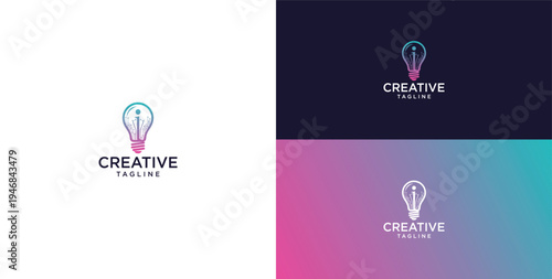 smart bulb logo icon. bulb logo technology. initial logo design I
